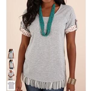 Matilda Jane Grey Ruffle Hem Literacy Top, Small